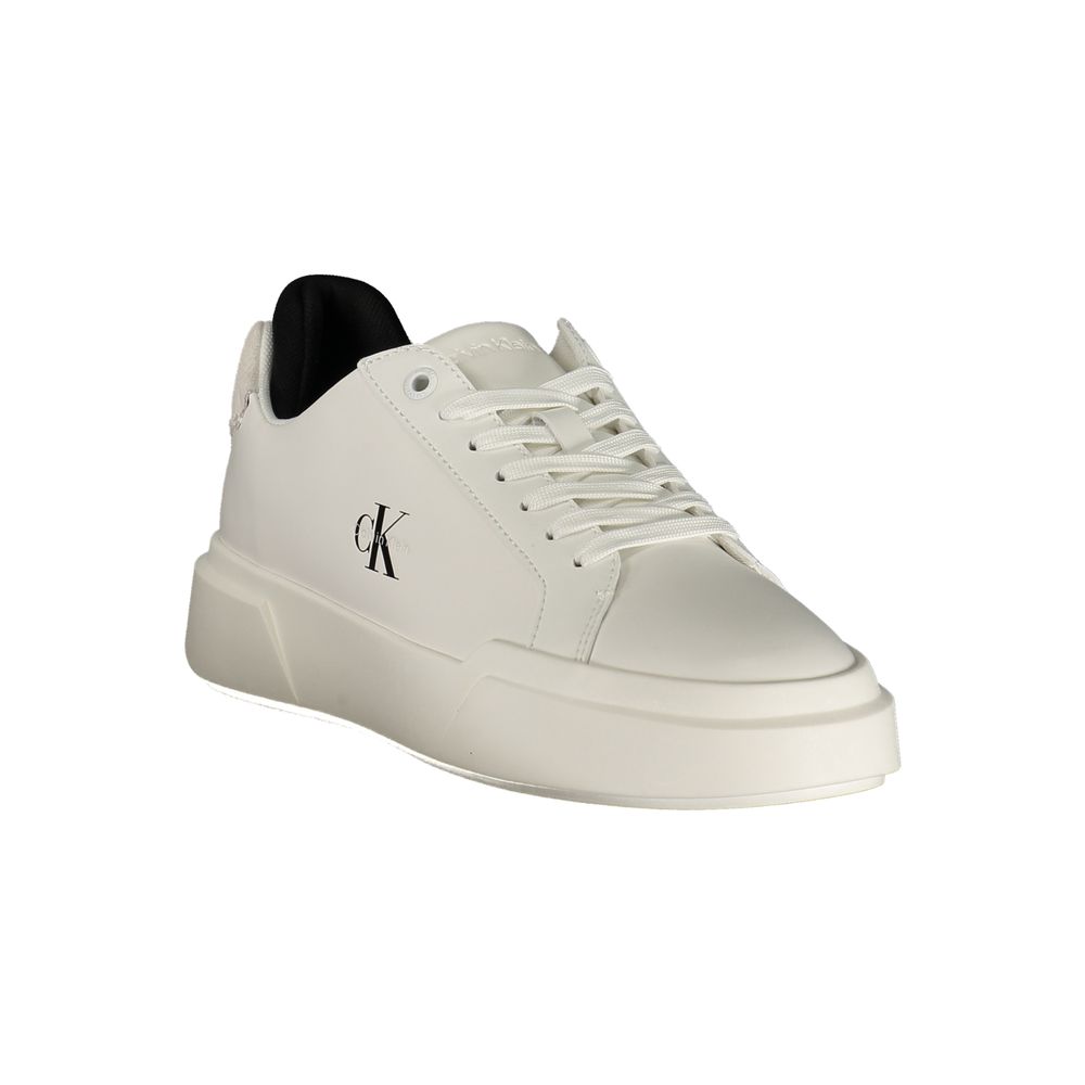 White Polyester Athletic Sneakers