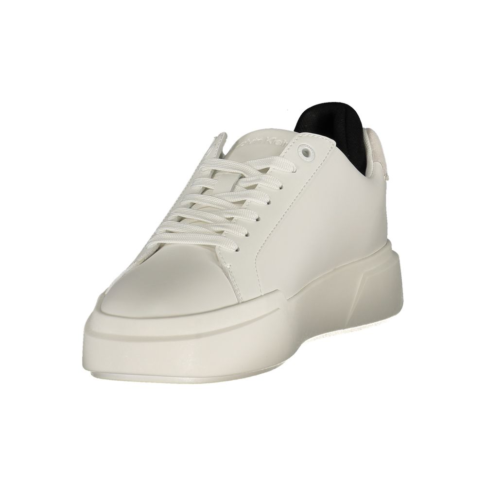 White Polyester Athletic Sneakers