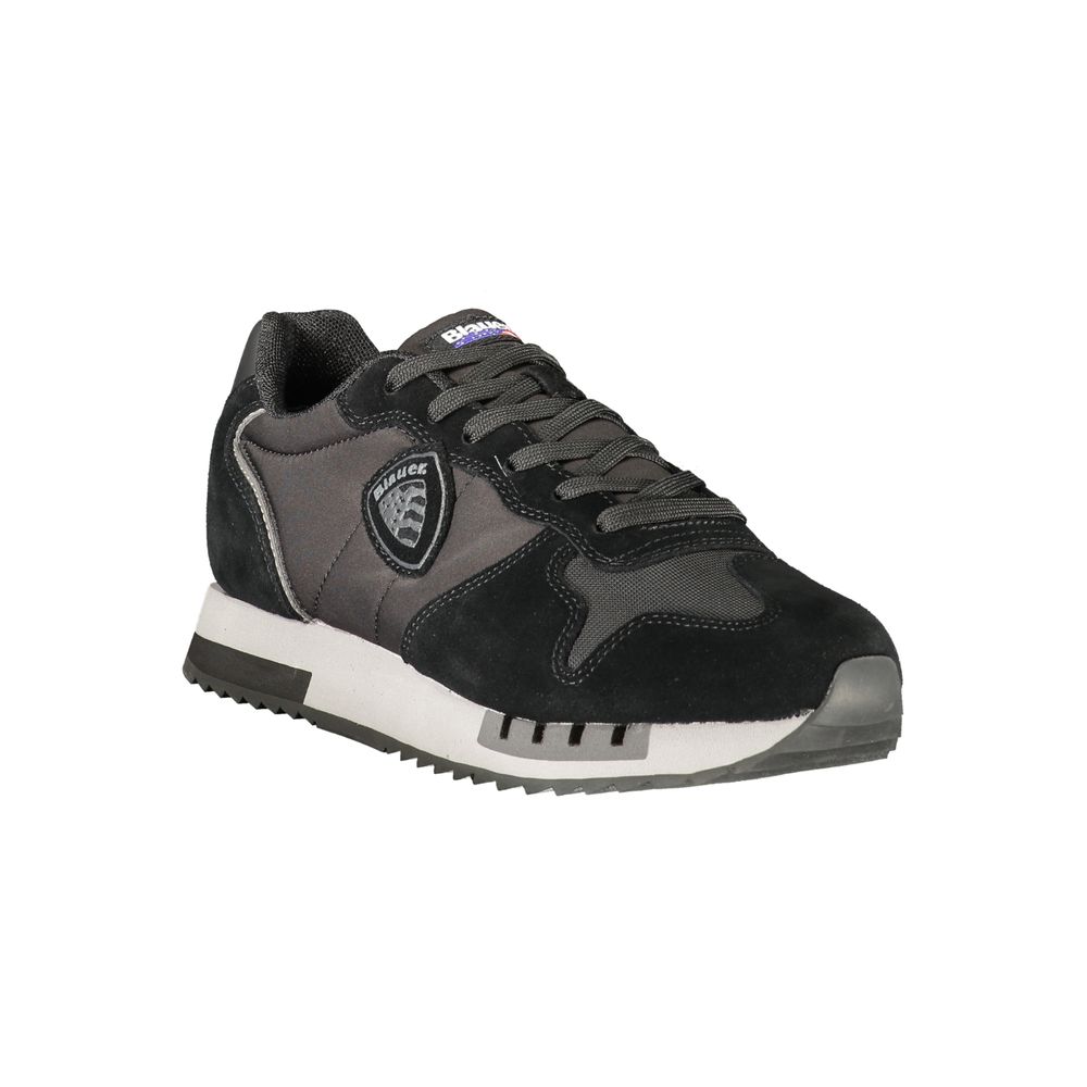 Black Polyester Athletic Sneakers