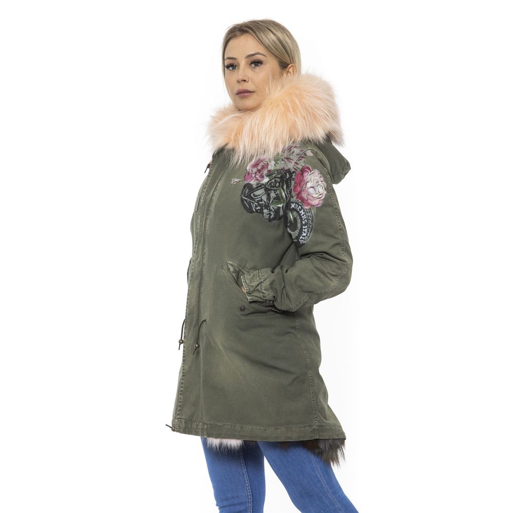 Green Cotton Women Jacket