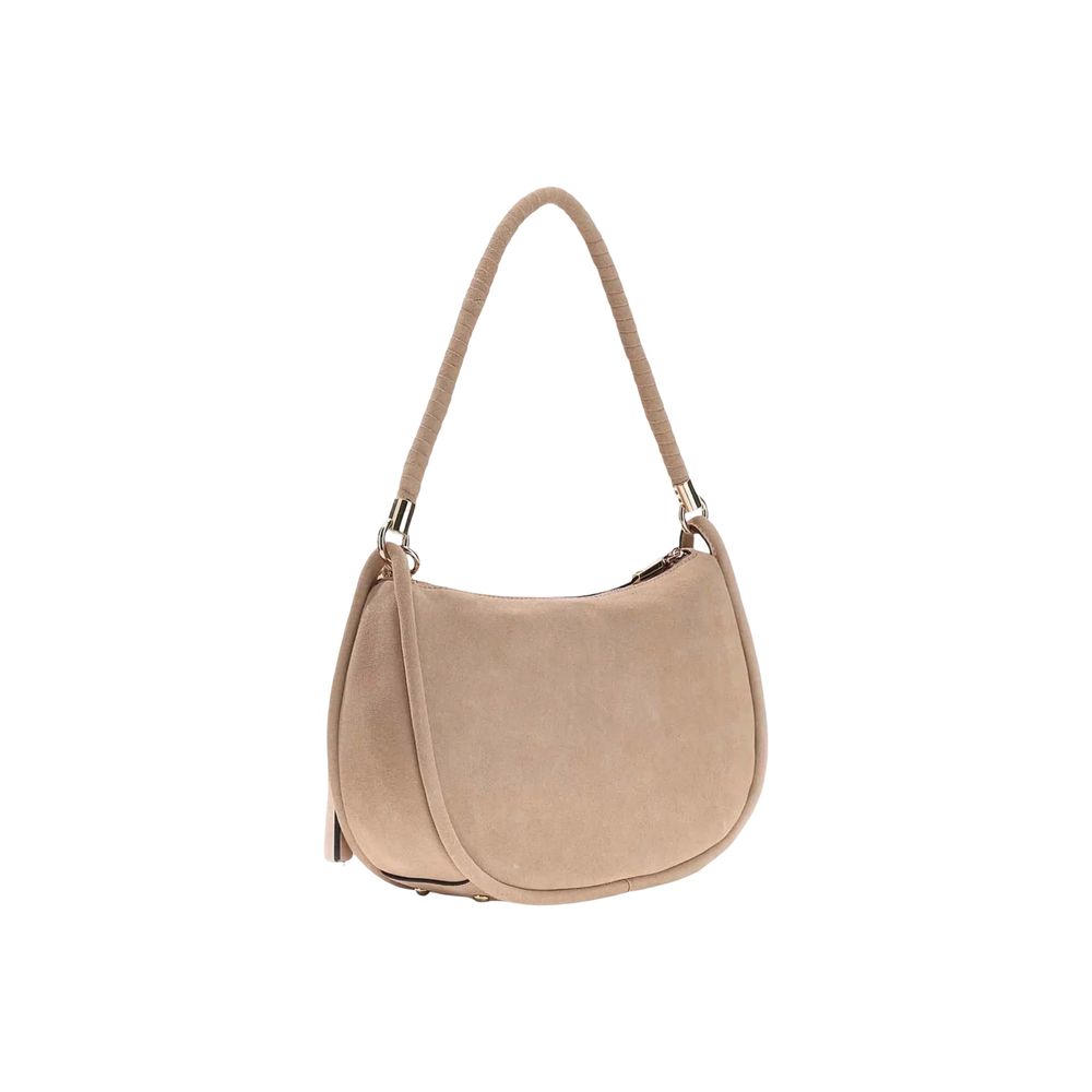 Beige Suede Leather Handbag