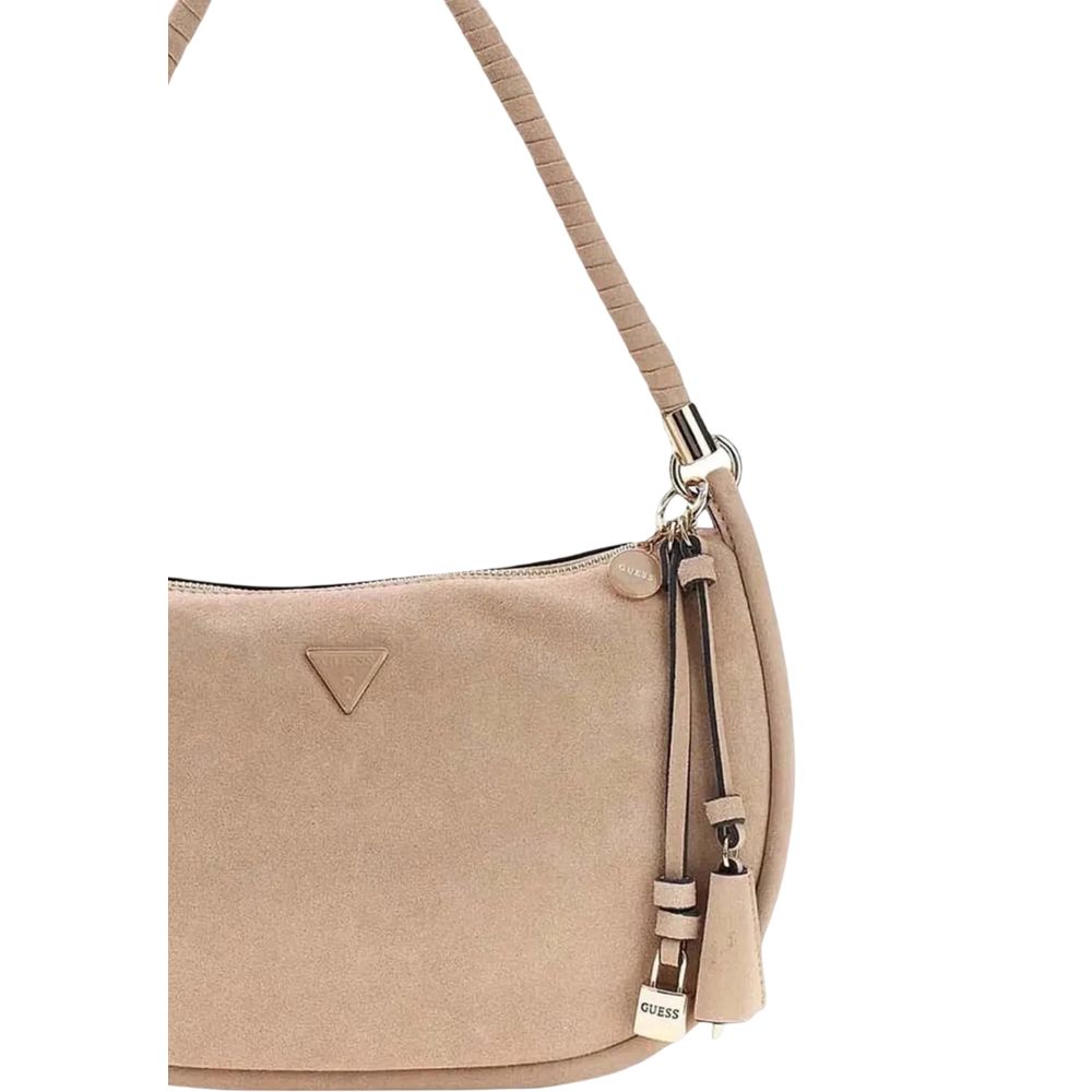 Beige Suede Leather Handbag