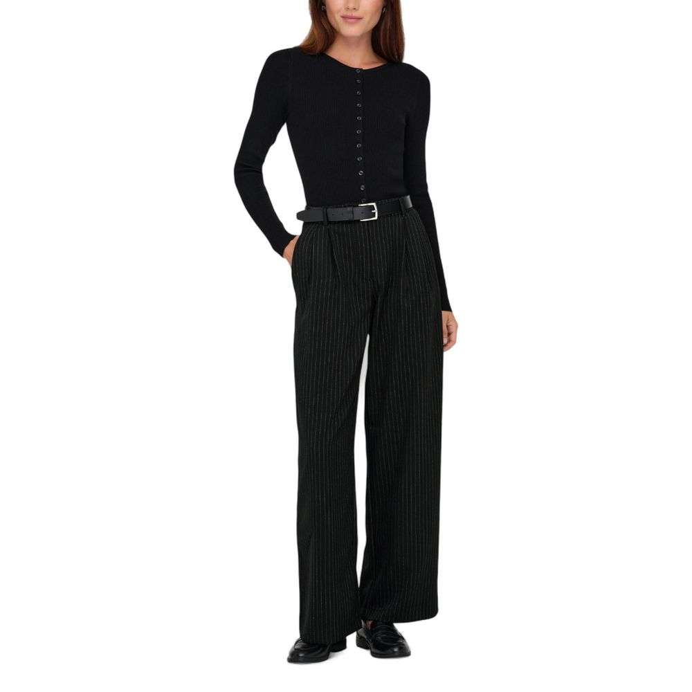 Black Recycled Polyester Casual Pants