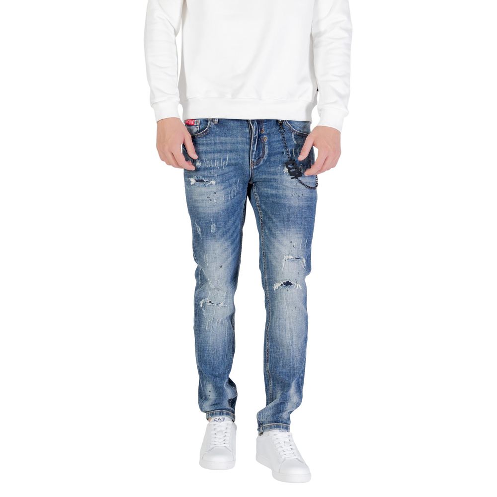 Blue Cotton Skinny Jeans