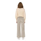 Beige Cotton Cropped Pants