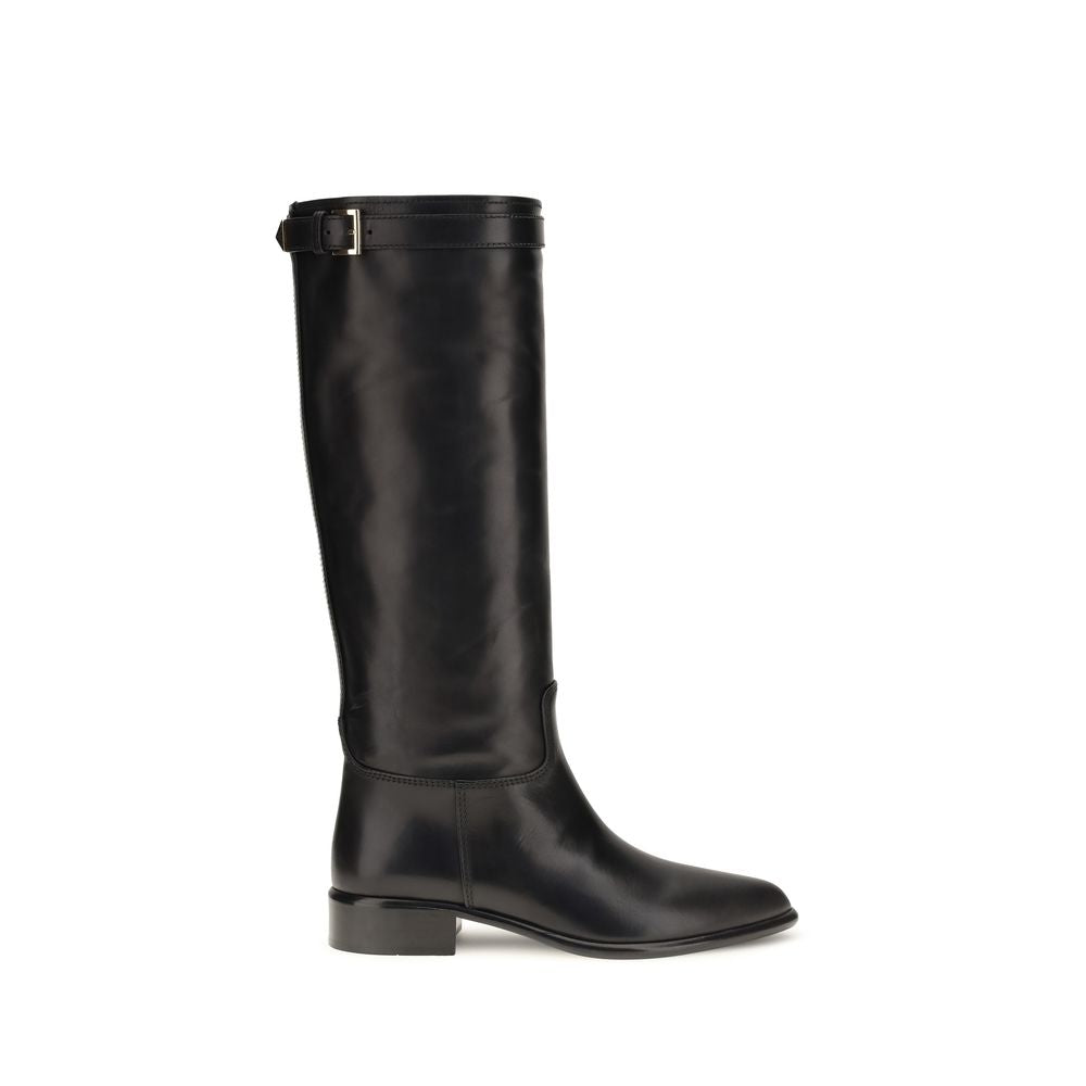 Black Calf Leather Bos Taurus Ankle Boots