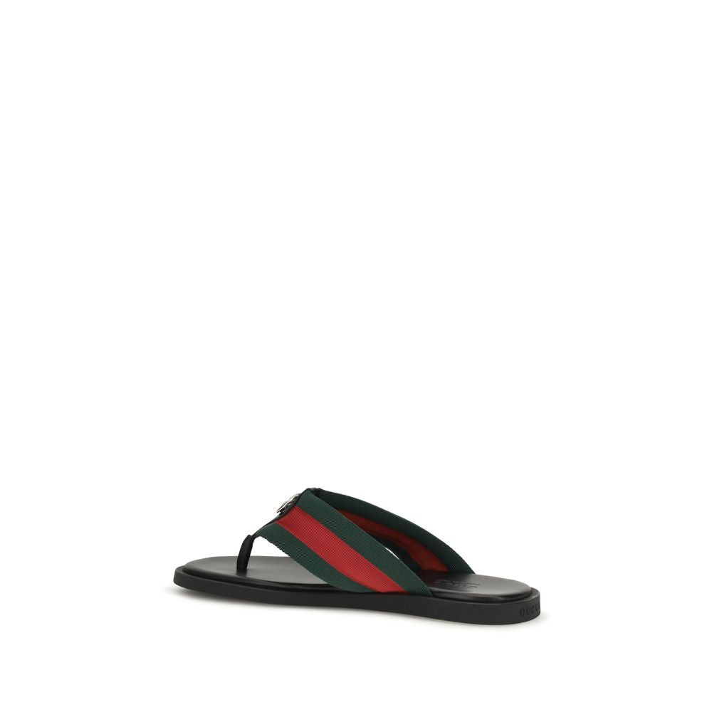 Black Nylon Flip-Flop Sandals