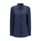 Blue Silk Dress Shirt