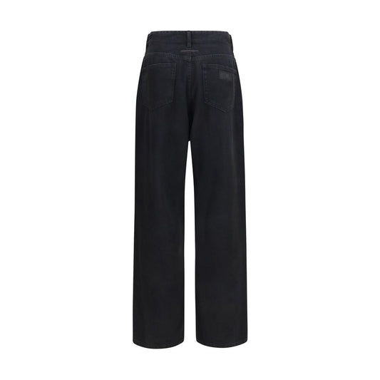 Black Cotton Straight-Leg Jeans