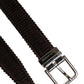 Men Brown Velvet Ridged Silver Buckle Belt