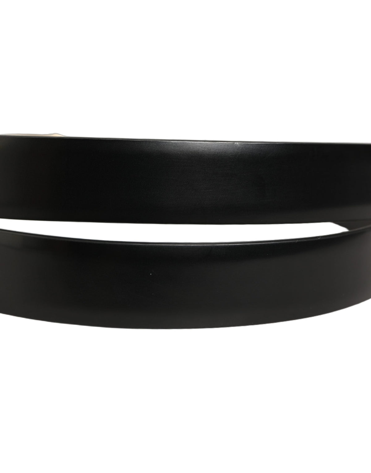 Black Leather Gold Tone Metal Buckle Belt