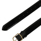 Black Patent Leather Gold Metal Buckle Belt