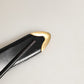 Black Leather Gold Logo Engraved Buckle Belt