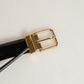 Black Classic Leather Gold Tone Buckle Belt