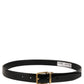 Black Classic Leather Gold Tone Buckle Belt