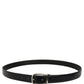 Blue Calf Leather Silver Metal Buckle Belt