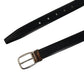 Blue Calf Leather Silver Metal Buckle Belt