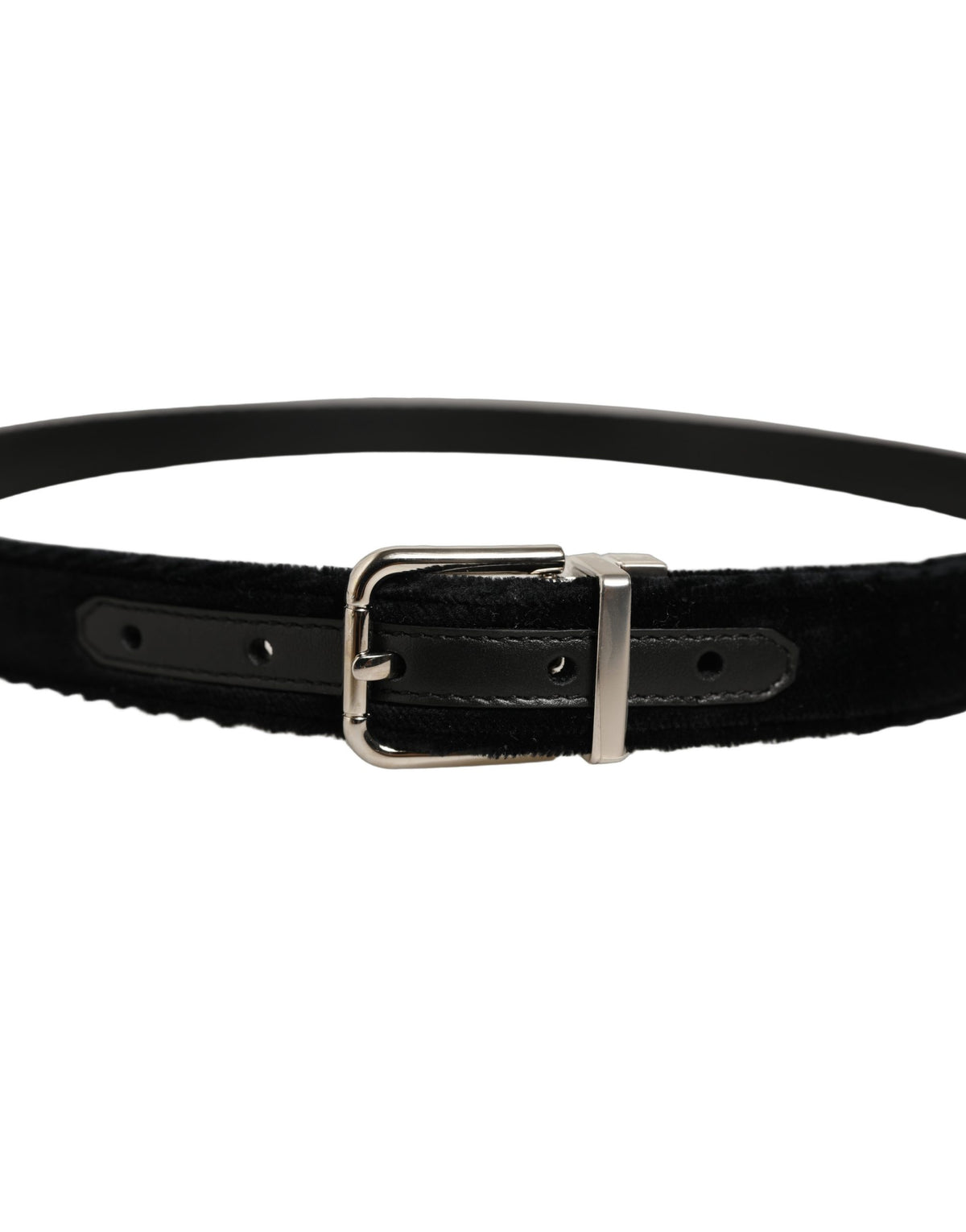 Black Velvet Silver Tone Metal Buckle Belt