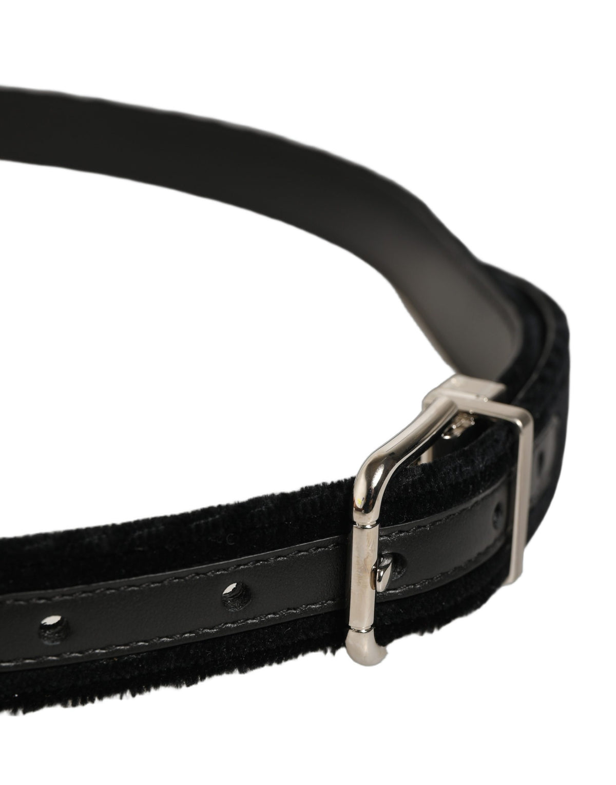 Black Velvet Silver Tone Metal Buckle Belt