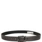 Dark Gray Leather Metal Buckle Classic Belt