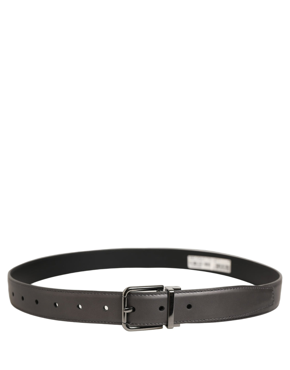 Dark Gray Leather Metal Buckle Classic Belt