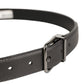Dark Gray Leather Metal Buckle Classic Belt