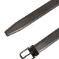 Dark Gray Leather Metal Buckle Classic Belt