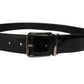 Black Patent Leather Silver Metal Buckle Belt