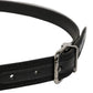 Black Fabric Leather Barcode Silver Buckle Belt