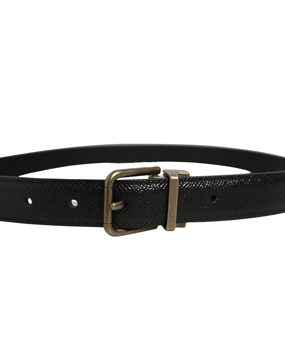 Men Black Calf Leather Gold Metal Buckle Belt