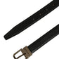 Men Black Calf Leather Gold Metal Buckle Belt