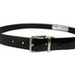 Black Classic Leather Silver Tone Buckle Belt