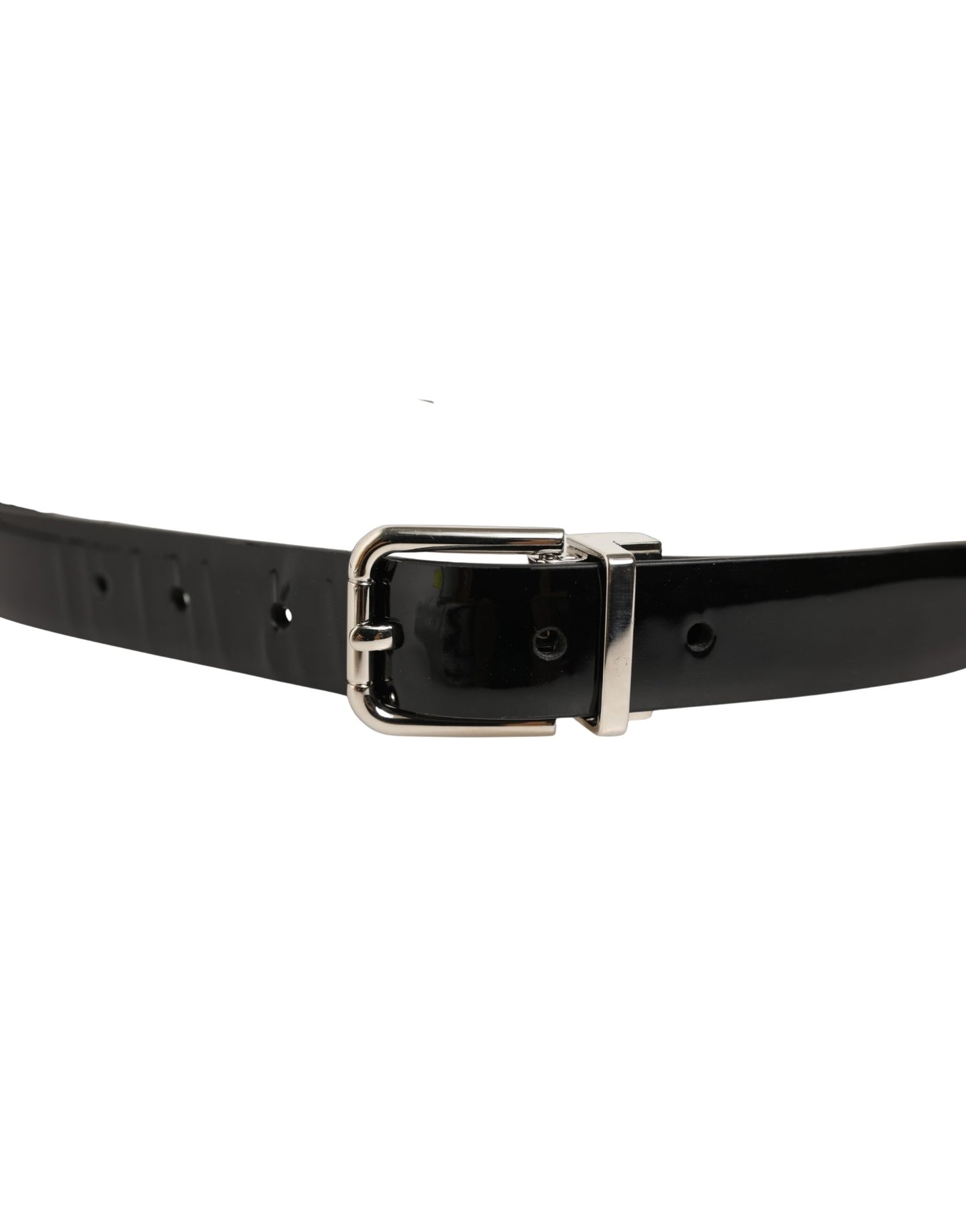 Black Classic Leather Silver Tone Buckle Belt