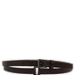 Brown Leather Double Wrap Metal Buckle Belt