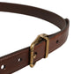 Brown Leather Gold Tone Metal Buckle Belt