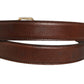 Brown Leather Gold Tone Metal Buckle Belt
