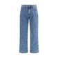 Blue Cotton Straight-Leg Jeans