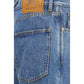 Blue Cotton Straight-Leg Jeans