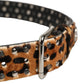 Brown Leopard Calf Hair Studs Metal Buckle Belt