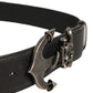 Black Leather Anchor Logo Metal Buckle Belt
