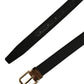 Black Canvas Leather Gold Metal Buckle Belt