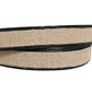 Beige Black Woven Leather Metal Buckle Belt
