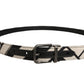 Black Ivory Silver Tone Metal Buckle Belt
