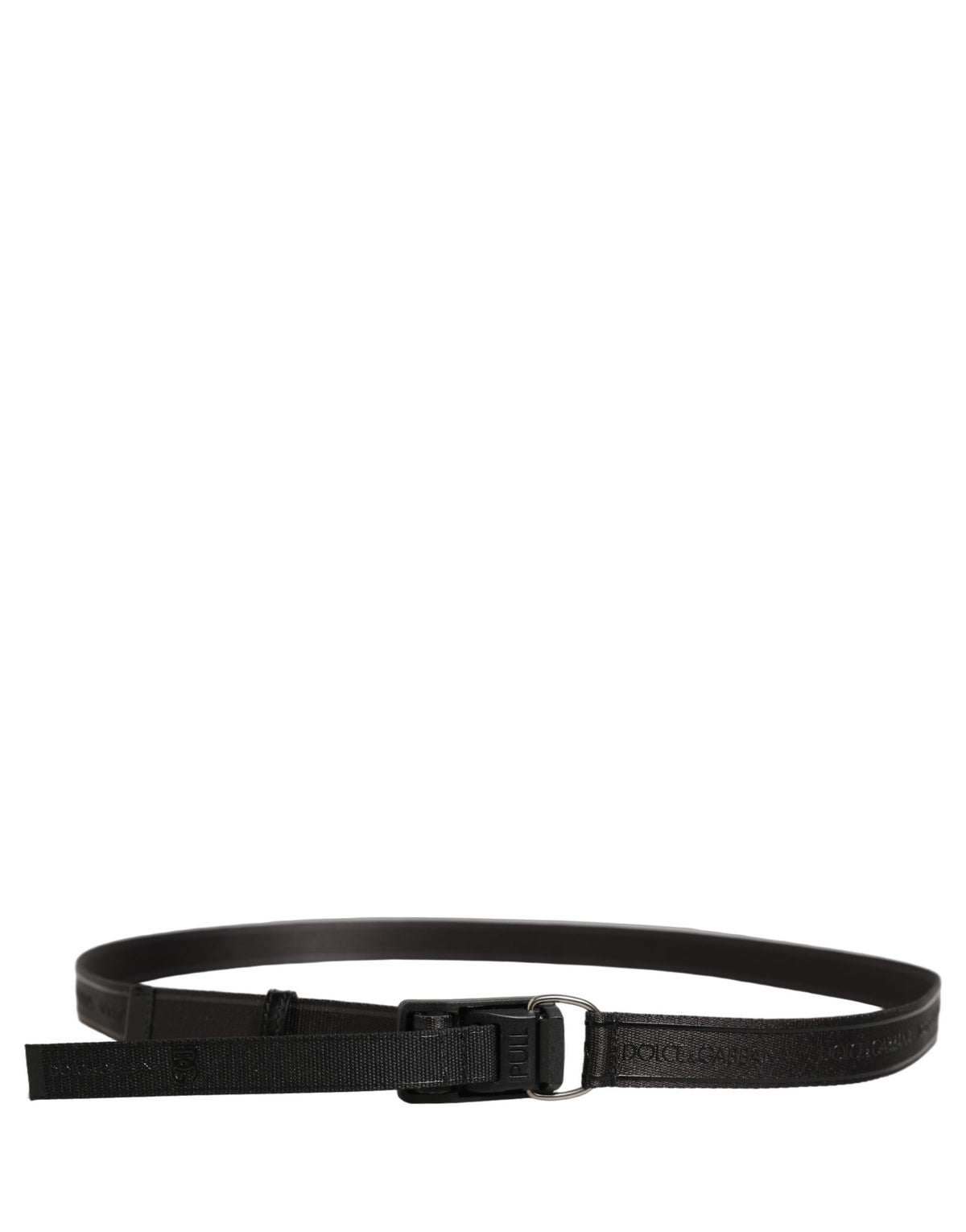 Men Black Nylon Webbing Plastic Buckle Belt