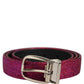 Men Fuchsia Glitter Silver Metal Buckle Belt
