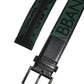 Black Green Logo Silver Tone Metal Buckle Belt