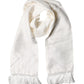 Men White Silk Fringed Edge Lace Stole Scarf