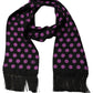 Men Black Purple Polka Dot Fringed Lace Stole Scarf