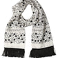 White Floral Silk Fringed Neck Shawl Scarf