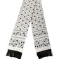 White Floral Silk Fringed Neck Shawl Scarf
